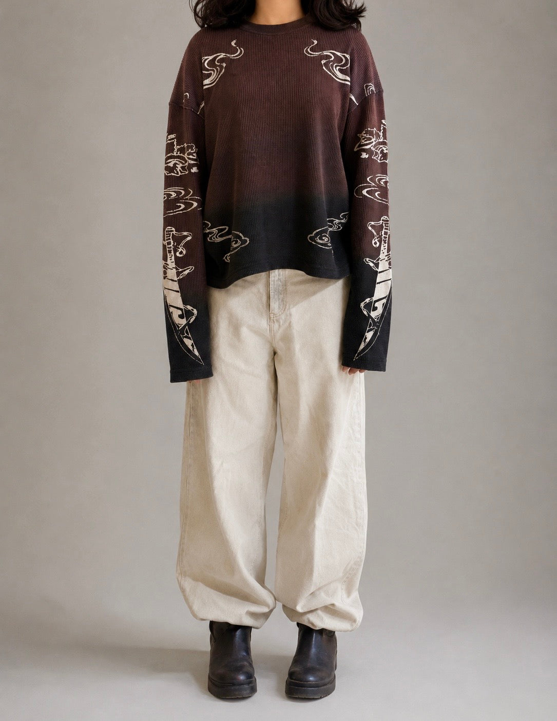 Zangetsu Ombre Acid Wash Long Sleeve Tee