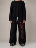 Red Spider Lily Embroidered Sweatpants