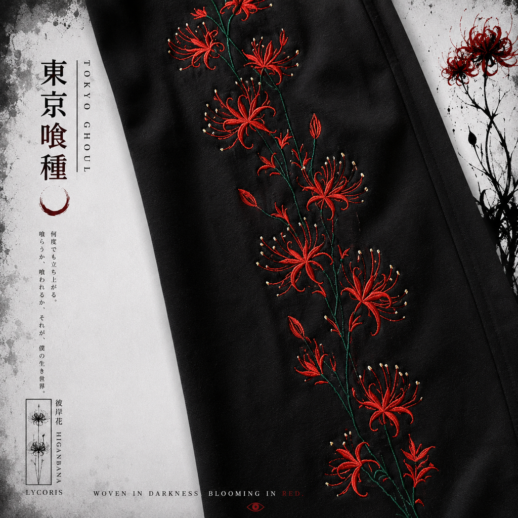 Red Spider Lily Embroidered Sweatpants